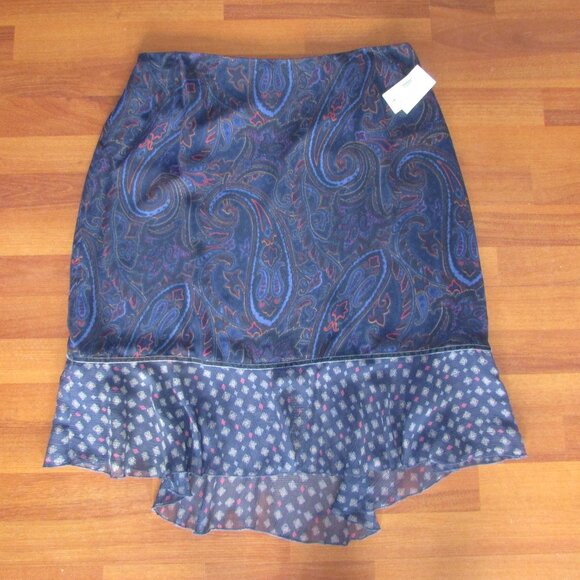 DUE per DUE Silk Print Skirt - Sz 14W - NEW - Picture 1 of 10